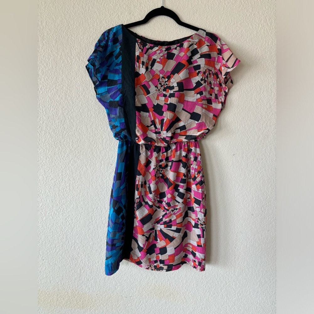 Trina Turk 100% Silk Dress Colorblock Pattern Size 6